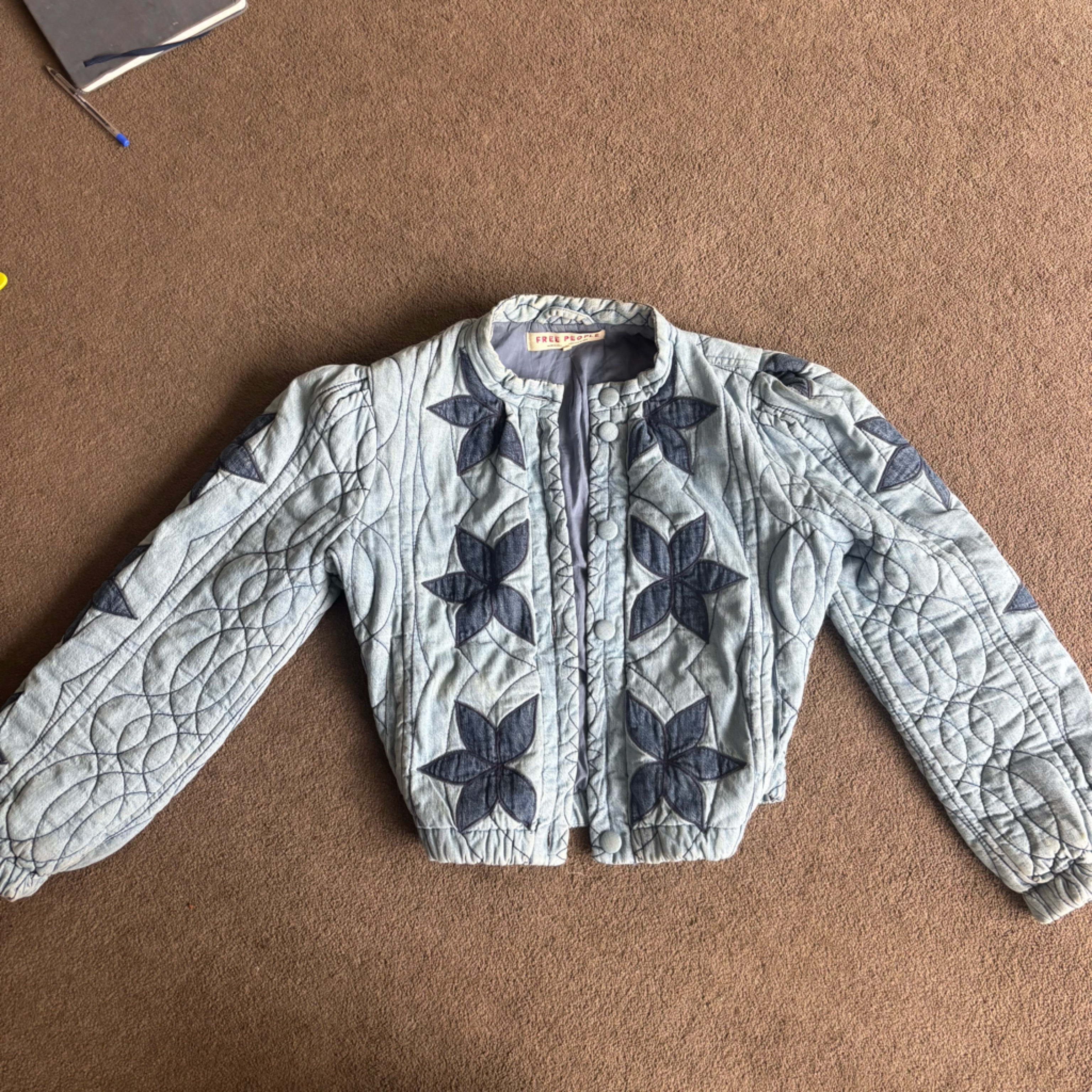 Free People Light Blue Quilted Jacket Free People Light Blue Quilted Jacket
